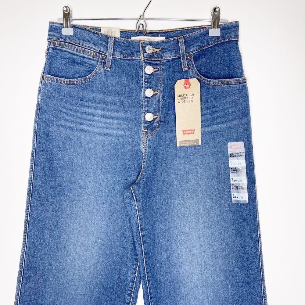 LEVI'S Mile High Button Fly Crop Wide Leg Jeans - Size 29 - Picture 3 of 9